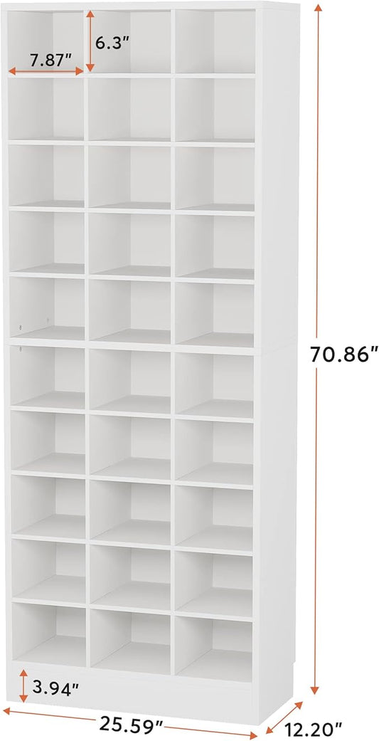 Tribesigns 10-Tier Shoe Storage Cabinet Set of 2, White Wooden Shoe Rack with 30 Cubbies, Freestanding Tall Entryway Shoe Organizer for Closet, Entryway, Living Room