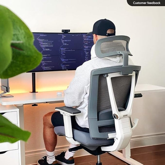Autonomous ErgoChair Pro Ergonomic Office Chair Foam Grey Adjustable Lumbar Support, Rolling Swivel - Home Office Desk Chairs with Wheels and Arms - Ergonomic Desk Chair Comfy for Gaming & Long Hours