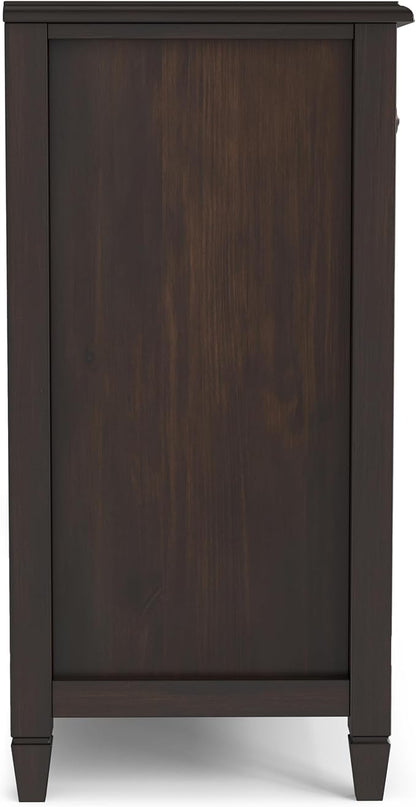 SIMPLIHOME Connaught Buffet - 60 inch Wide Solid Wood 3-Door Sideboard Buffet in Chestnut Brown, Traditional Storage Cabinet for Dining Room or Kitchen with Adjustable Shelves and Classic Molding