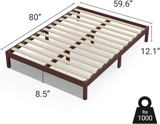 LIFEMENT Classic Wood Platform Bed Frame, Essential, Noise Free, Under Bed Storage, No Box Spring Needed, Easy Assembly (Walnut, Queen (U.S. Standard))