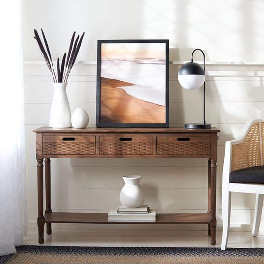 SAFAVIEH Home Collection Landers Brown 3-Drawer Console Table CNS5711C