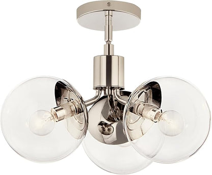 KICHLER Silvarious 3-Light Convertible Pendant, Soft Modern Light with Clear Glass in Polished Nickel, for Hallway, Dining Nook, Bedroom or Kitchen (9.5" x 16.5"),52700PNCLR