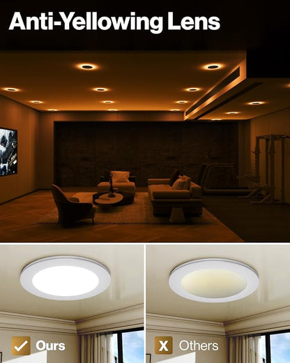Sunco 4 Inch LED Recessed Lights with Night Light, Slim Ceiling Lighting, 900 LM, 11W (110W Equiv), Selectable CCT 2700K/3000K/3500K/4000K/5000K, Dimmable, Canless with Junction Box ETL 4 Pack.