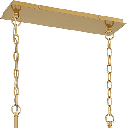 Possini Euro Design Carrine Gold Linear Island Pendant Chandelier 38 1/2" Wide Modern Clear Crystal Accents 8-Light Fixture for Dining Room House Foyer Kitchen Entryway Bedroom Living High Ceilings