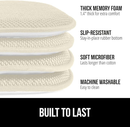 GORILLA GRIP Chair Cushions, Set of 8, 16x16, Memory Foam Pads for Dining Room, Kitchen Table, Office Desk, Rocking Chairs, Stay in Place Backing, Comfortable Microfiber Seat Cover Pad Cushion, Cream