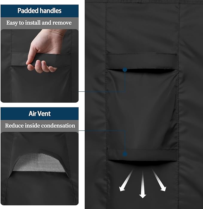 Easy-Going Rectangle Patio Furniture Cover Waterproof Outdoor Dining Table and Chair Cover Anti-UV Outside Sectional Sofa Set Covers (74"L x 47"W x 28"H, Black)