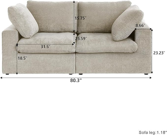 WJShome Cloud Modular Sectional Sofa with Thick Cushion, Down Filled Lovesofa,Wide 2-Seater Minimalist Couch,Convertible Couch Deep Seat Couches for Living Room Sofa Sets