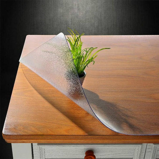 NECAUX Custom Multisize 1.5mm Thick Frosted PVC Table Cover Protector - 30 x 50 Inch Water Resistant Plastic Rectangular Vinyl Non-Slip Desk Pad for Coffee Table/Writing Desk