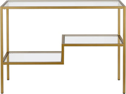Henn&Hart 42" Wide Rectangular Console Table in Brass, Entryway Table, Accent Table for Living Room, Hallway