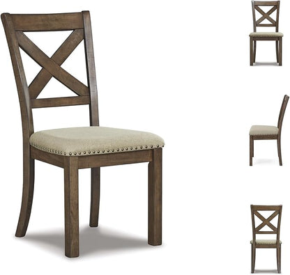 Signature Design by Ashley Moriville Modern Farmhouse 19" Upholstered Dining Room Chair, 2 Count, Brown