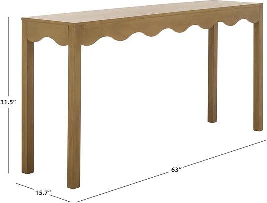 SAFAVIEH Home Collection Lilith Farmhouse French Country Desert Brown Wavy Console Table for Entryway, Living Room, Foyer