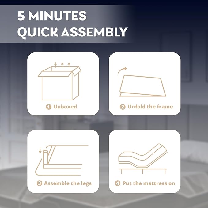 Queen Adjustable Bed Base Frame with Wireless Remote + 14 Inch Queen Gel Memory Foam Mattress Bed in a Box, Head and Foot Incline, Zero Gravity, Fiberglass Free, 80" × 60"