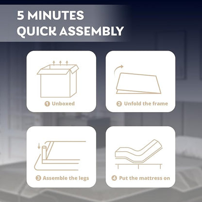 Full Adjustable Bed Base Frame with Wireless Remote + 14 Inch Full Gel Memory Foam Mattress Bed in a Box, Head and Foot Incline, Zero Gravity, Fiberglass Free, 75" × 54"