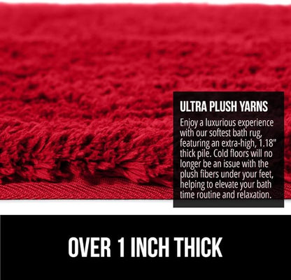 GORILLA GRIP Bathroom Rugs, Ultra Soft Absorbent Mat, Thick Plush Bath Rug, Machine Washable, Microfiber Quick Dry, Mats for Shower, Bathtub and Floor, Home Decor Accessories, 24x17, Red
