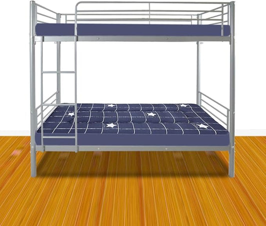 Karl Home Grey Bunk Bed Twin Over Twin, Metal Bunk Bed with Built-in Ladder and Safety Guardrail, Space-Saving Bunk Beds for Kids, Teens & Adults, No Box Spring Needed