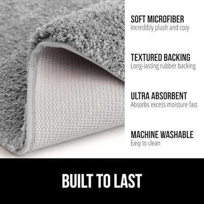 GORILLA GRIP Bathroom Rugs, 60x24, Ultra Soft Absorbent Mat, Thick Plush Bath Rug, Machine Washable, Microfiber Quick Dry, Mats for Shower, Bathtub and Floor, Home Decor Accessories, Gray