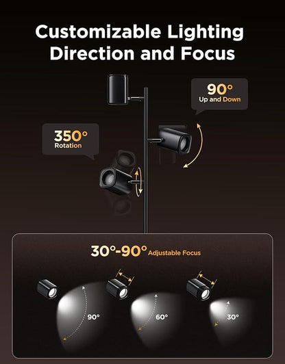 Govee Tree Floor Lamp Compatible with Matter, 3 Rotatable Lights with LuminBlend Technology, Standing Lamp with 64 Dynamic Scenes, Music Sync, Ideal Floor Lamp for Living Room, Bedroom, Office