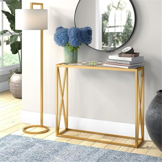 Arlo 36'' Wide Rectangular Console Table in Brass