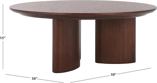 SAFAVIEH Couture Collection Barnard Walnut Round Solid Wood Coffee Table