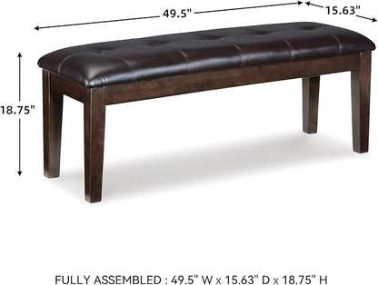 Signature Design by Ashley Haddigan Traditional Upholstered Dining Room Bench, Dark Brown