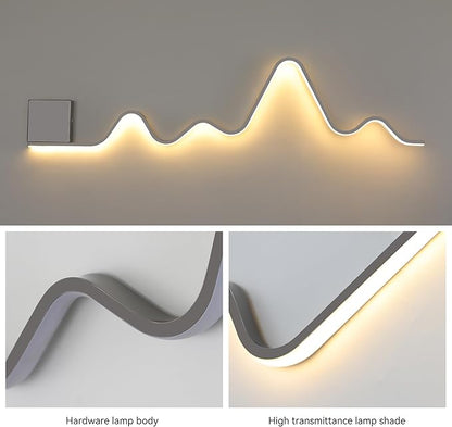 Qcyuui Modern Wall Sconce with Remote Control 43.3inch Dimmable LED Wall Lights Led Wall Sconce Indoor Wavy Long Linear Wall Lamps for Living Room Bedroom Hallway Staircase, 30W