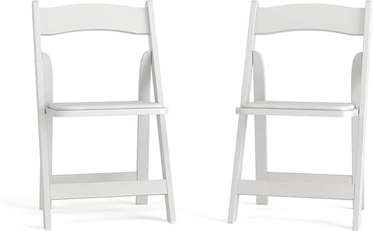 Flash Furniture 2 Pack HERCULES Series White Wood Folding Chair with Vinyl Padded Seat