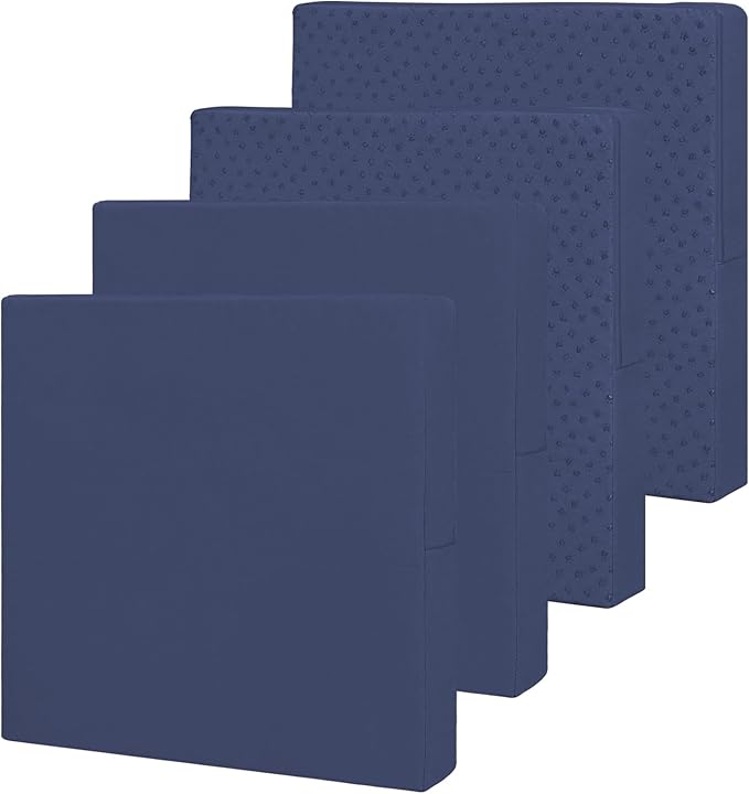 Easy-Going Waterproof Patio Cushion Covers ONLY Cover 24x22x4 inch 4 Pack Replacement Non-Slip Outdoor Seat Cushion Slipcover with Zipper. Navy