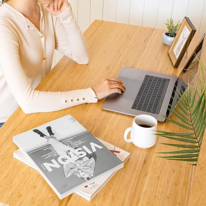 FLEXISPOT EN1 Bamboo Standing Desk, 55 x 28 Inches Whole-Piece Electric Adjustable Height Sit Stand Table, Home Office (White Frame + Bamboo Top, 2 Packages)