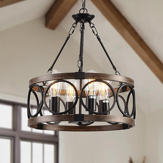 Light Fixtures Ceiling Mount Kitchen, 4 Light Black Semi Flush Mount Ceiling Light Fixture,Modern Dining Room Chandelier Over Table,Vintage Farmhouse Chandelier for Dining Room
