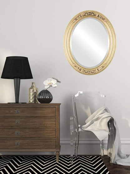 OVALCREST Oval Beveled Wall Mirror for Home Decor - Florence Style - Gold Leaf - 20" x 16"