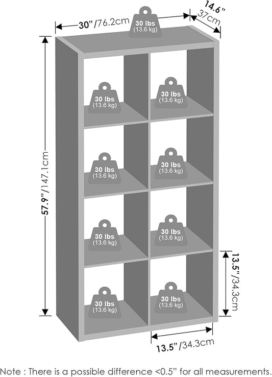 Furinno Cubic Closet Organizers and Storage, 8-Cube Closet Organizer, Open Shelf Closet Storage, Extra Thick Frame for Wardrobe, Bedroom, Living Room, White