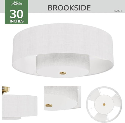 Hunter - Brookside Indoor Fandelier with Light, Remote, 30-inch, Casual-Style, 3-Speed WhisperWind Motor, 52974, Ceiling Fans for Living Rooms, bedrooms, Home Offices, Kitchens (Luxe Gold)