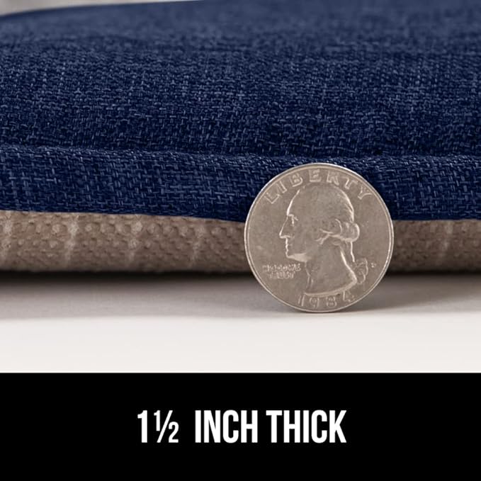 GORILLA GRIP Slip Resistant Tufted Chair Cushions, No Ties Required, Set of 6 Memory Foam Pads for Dining Room, Kitchen Table, Office, Rocking Chairs, Plush Seat Cushion Pad, Home Decor, 16x17, Navy