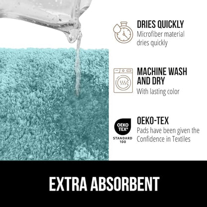GORILLA GRIP Bathroom Rugs, 60x24, Ultra Soft Absorbent Mat, Thick Plush Bath Rug, Machine Washable, Microfiber Quick Dry, Mats for Shower, Bathtub and Floor, Home Decor Accessories, Spa Blue