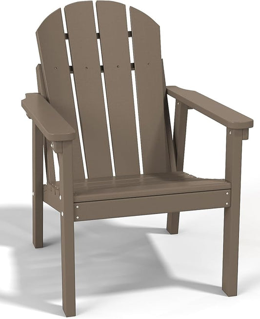 Adirondack Chair, All Weather HDPE Fire Pit Chairs, Oversized Plastic Adirondack Chair for Outdoor, Balcony, Deck, Backyard, Patio, Garden, Poolside, Lawn Brown