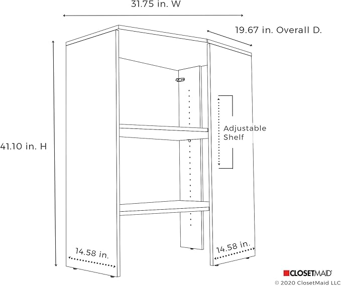 ClosetMaid SuiteSymphony Wood Corner Shelf Unit, 2 Shelves, Adjustable, Stacking, For Storage, Closet, Clothes, Shoes, Décor, Natural Gray