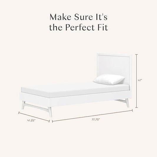 Babyletto Palma Twin Bed for Kids - Sturdy Wood Twin Bed Frames with Headboard - Modern Design & Low Height for Safety - Perfect for Kids Bedrooms/Guest Rooms/Small Home