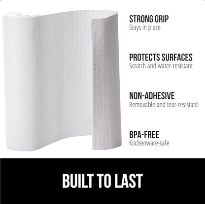 GORILLA GRIP Slip Resistant Drawer and Shelf Liner 2 Pack, Non Adhesive Water Resistant, Easy Clean and Trim, Smooth Surface Liners for Kitchen Cabinet, Shelves, Drawers, Pantry, 20 in x 20 FT, White