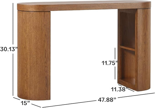 Walker Edison Maya Solid Oak Wood Veneer Console Table with Storage, 48 Inch, Medium Brown Oak