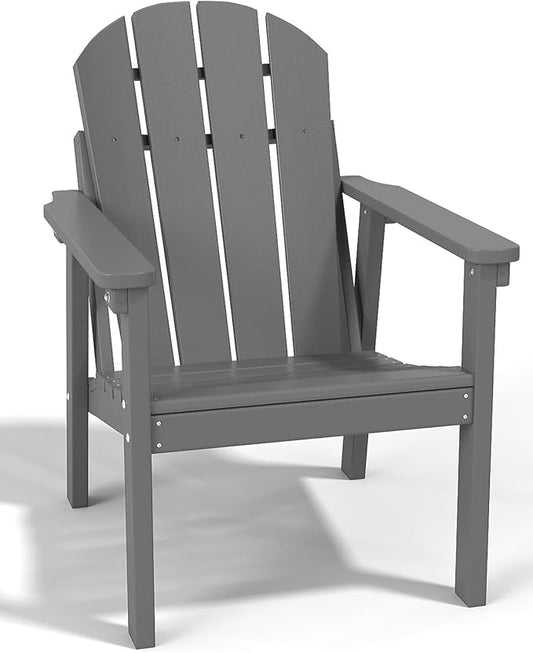 Adirondack Chair, All Weather HDPE Fire Pit Chairs, Oversized Plastic Adirondack Chair for Outdoor, Balcony, Deck, Backyard, Patio, Garden, Poolside, Lawn Grey