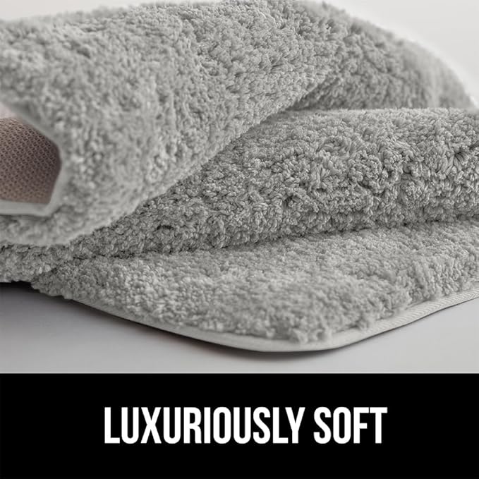 GORILLA GRIP Bathroom Rugs, Ultra Soft Absorbent Mat, Thick Plush Bath Rug, Machine Washable, Microfiber Quick Dry, Mats for Shower, Bathtub and Floor, Home Decor Accessories, 24x17, Light Gray