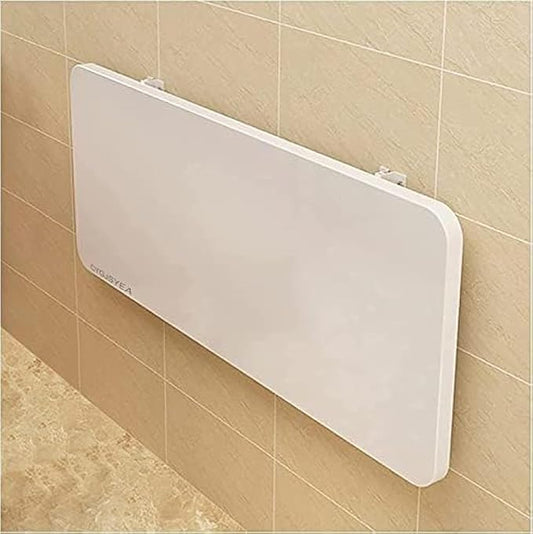 Wall Mounted Folding Table,White Floating Desk for Small Spaces,Stainless Steel Bracket Laundry Folding Table,Wall Folding Desk,Home Bars and Dining Establishments(90x50cm/35.4"×19.7")