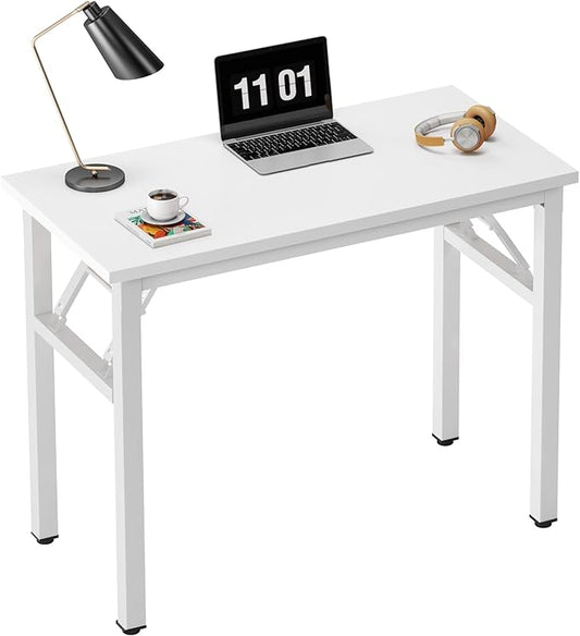Need Folding Computer Desk - 31.5 Inch Foldable Office Writing Work Study Kids Student Teacher Home Bedroom Table, White