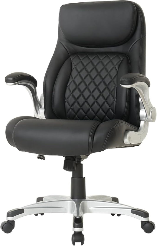 Nouhaus +Posture Ergonomic PU Leather Office Chair. Click5 Lumbar Support with FlipAdjust Armrests. Modern Executive Chair and Computer Desk Chair (Black)