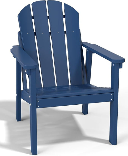 Adirondack Chair, All Weather HDPE Fire Pit Chairs, Oversized Plastic Adirondack Chair for Outdoor, Balcony, Deck, Backyard, Patio, Garden, Poolside, Lawn Navy Blue