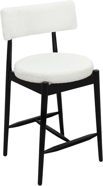 Christopher Knight Home Ebany 25.50" H Barstools Set of 2, Upholstered Counter Stool, Comfy Backrest Kitchen Stool, Rubberwood Frame Stool Chair, Bistro Chair for Kitchen Dining Room, Beige+Black