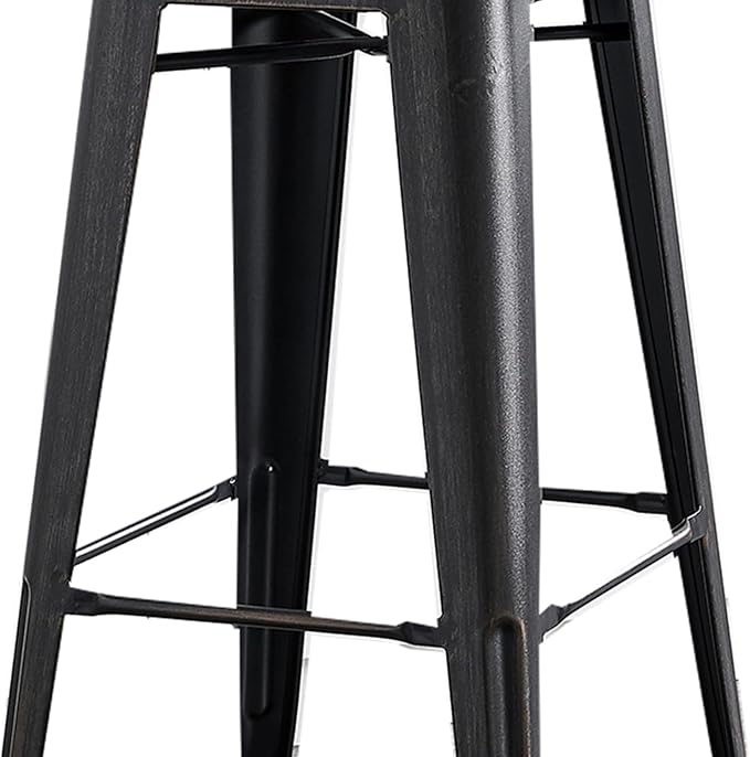 AC Pacific 30” Metal Barstool Set of 2 – Country Rustic Style with Low Back, Lightweight & Sturdy Build, Easy Assembly – Distressed Black