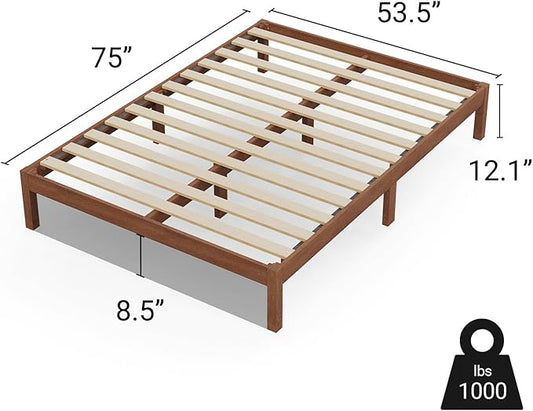 LIFEMENT Classic Wood Platform Bed Frame, Essential, Noise Free, Under Bed Storage, No Box Spring Needed, Easy Assembly (Cherry, Full)
