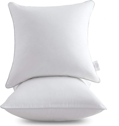 Leeden 18 x 18 Pillow Inserts (Set of 2) - Throw Pillow Inserts with 100% Cotton Cover - 18 Inch Square Decorative Pillows for Sofa, Couch, Bed and Home Decor