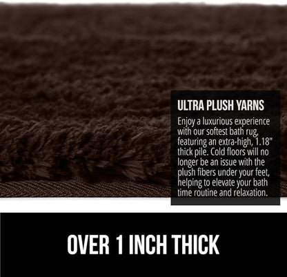 GORILLA GRIP Bathroom Rugs, 36x24, Ultra Soft Absorbent Mat, Thick Plush Bath Rug, Machine Washable, Microfiber Quick Dry, Mats for Shower, Bathtub and Floor, Home Decor Accessories, Brown